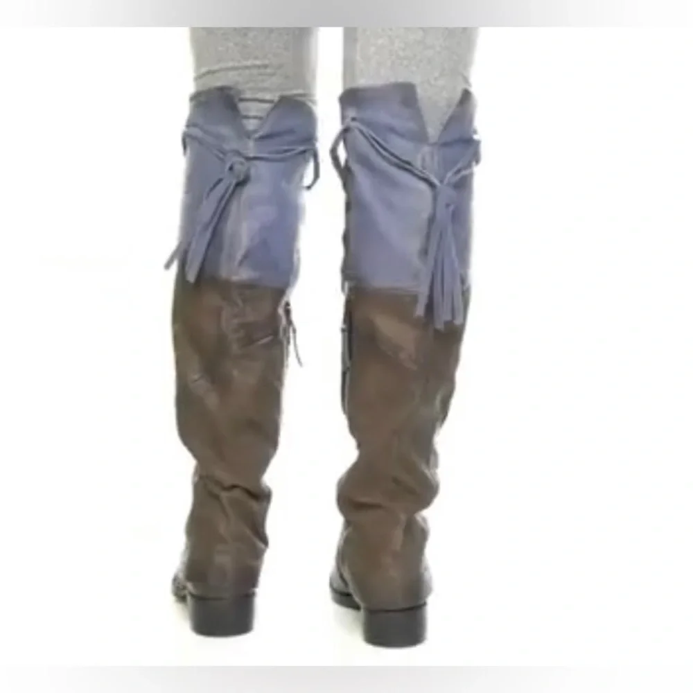 NEW MIZ MOOZ Novel Over the Knee Boots Blue/Brown Size EU37/US6.5-7